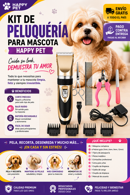 KIT DE PELUQUERIA PARA MASCOTA HAPPY PET