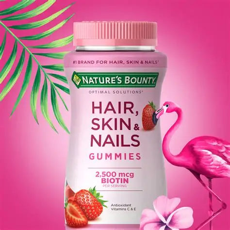 GOMITAS NATURE'S BOUNTY HAIR, SKIN & NAILS 2,500 MCG DE BIOTINA PARA CABELLO, PIEL Y UÑAS - 80 GUMMIES